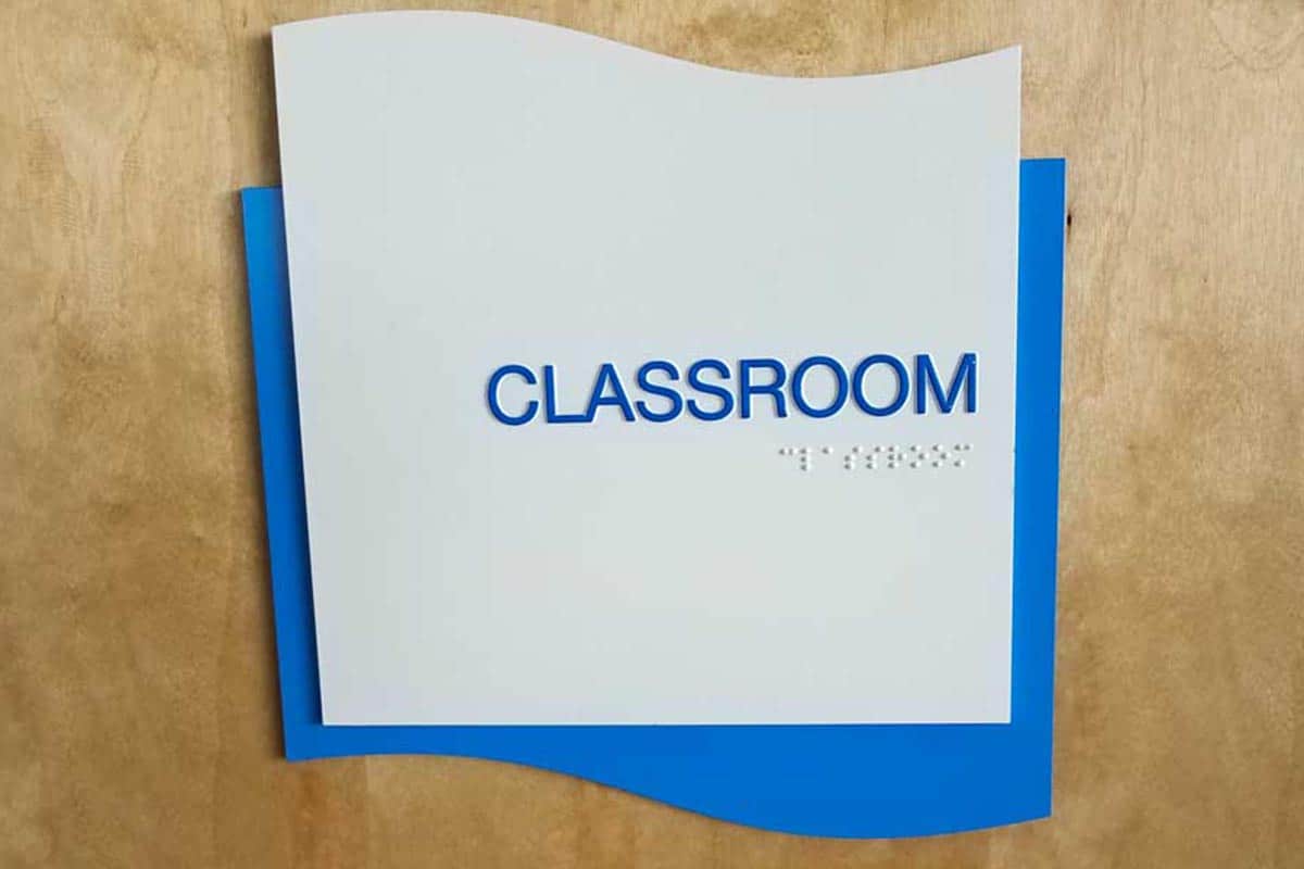 Universal Sign and Graphics Sign Gallery ADA Safety Signs 1200x800 0012 ADA Classroom Sign with Braille