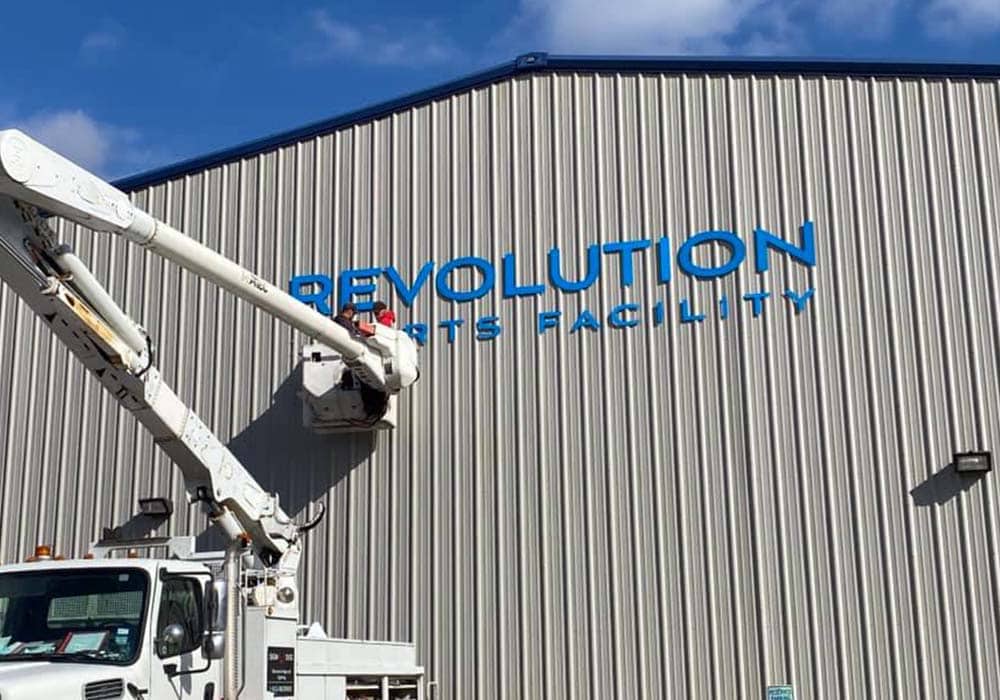 Revolution Sports Facility sign Installation process