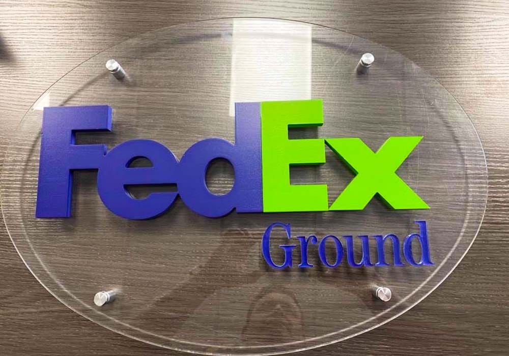 Acrylic Business Signs Project_Gallery_Acrylic Lobby Dimensional Sign FedEx Ground