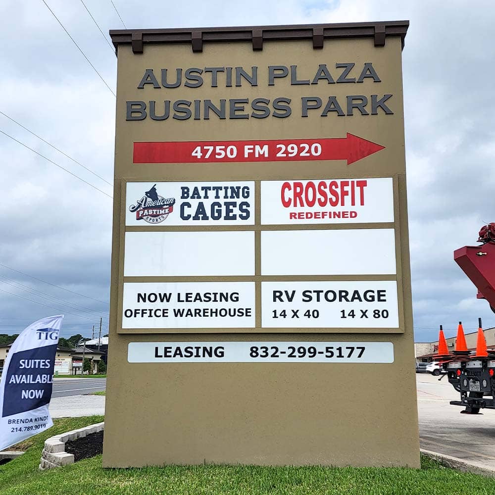 Commercial Sign Company Near Me, Universal Sign and Graphics, Custom Business Signs 1000x1000_0000_Austin Plaza Business Park Tenant Sign