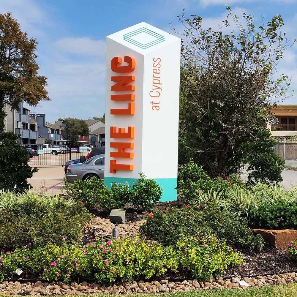 The Linc Monument custom business Sign at Cypress, Texas